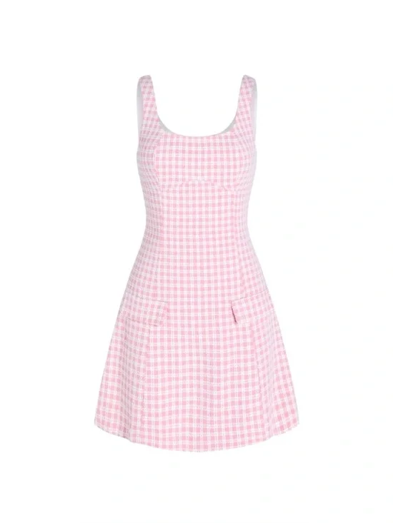 NWT Cider Pink Gingham Pocket Detail Mini Tank Dress Sz L - Picture 1 of 11